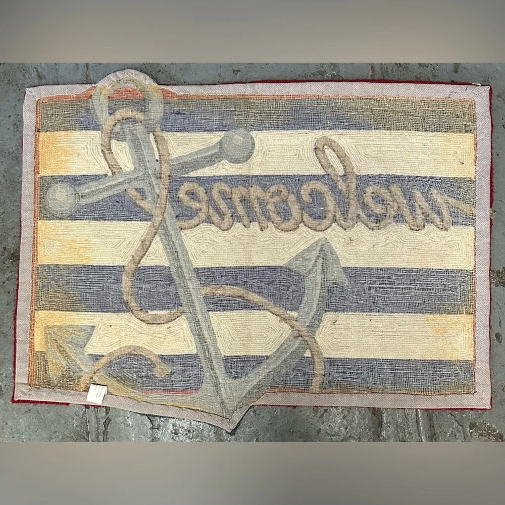 Nautical Welcome Mat with Anchor Design #1201257